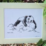 Original Art Illustrative Print, Panda..