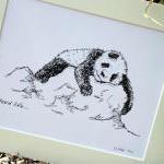 Original Art Illustrative Print, Panda..