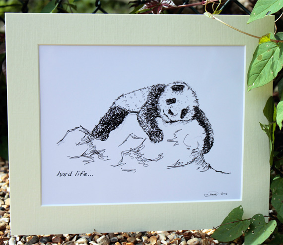 Original Art Illustrative Print, Panda (10" X 12")
